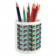 Grungy Geometric Art Pencil Pen Holder