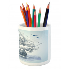 Old Ship at Sea Pencil Pen Holder