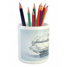 Old Ship at Sea Pencil Pen Holder