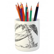 Hammock Palm Trees Pencil Pen Holder