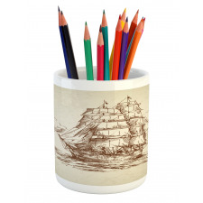 Old Ship Sketch Pencil Pen Holder