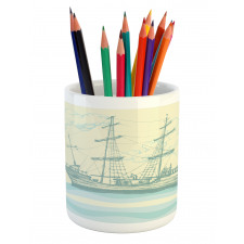 Ship Waves Clouds Pencil Pen Holder