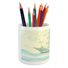 Ship Waves Clouds Pencil Pen Holder