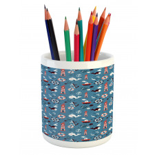 Nautical Doodle Pencil Pen Holder