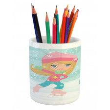 Little Girl Skating Pencil Pen Holder