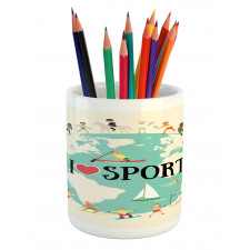 I Love Sports Words Pencil Pen Holder