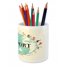 I Love Sports Words Pencil Pen Holder