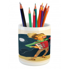 Cheerful Accordion Player Pencil Pen Holder