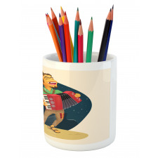 Cheerful Accordion Player Pencil Pen Holder