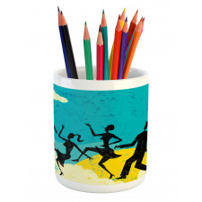 Grunge Silhouette Dancing Pencil Pen Holder