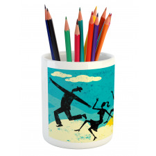 Grunge Silhouette Dancing Pencil Pen Holder