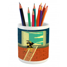 Woman on Ladder Pencil Pen Holder