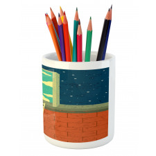 Woman on Ladder Pencil Pen Holder