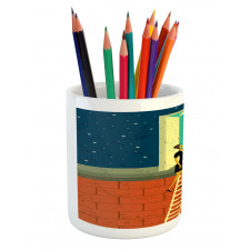 Woman on Ladder Pencil Pen Holder