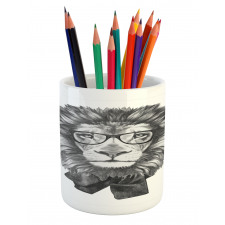 Hipster Animal in Glasses Pencil Pen Holder