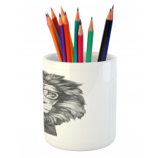 Hipster Animal in Glasses Pencil Pen Holder