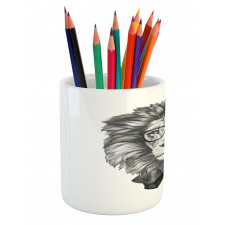 Hipster Animal in Glasses Pencil Pen Holder