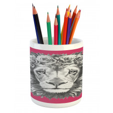 Wild Animal Floral Wreath Pencil Pen Holder