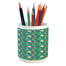 Smiling Funny Bees Doodle Pencil Pen Holder