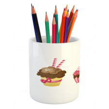 Puffy Party Cupcakes Pencil Pen Holder