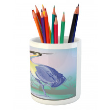 Heron with Reed Water Pencil Pen Holder