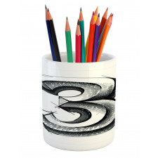 Sketchy Numeral 3 Pencil Pen Holder