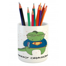 Nerd Dragon and Comic Book Pencil Pen Holder