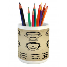 Male Face Moustache Hair Pencil Pen Holder