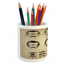 Male Face Moustache Hair Pencil Pen Holder