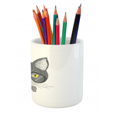 Greyscale Cat with Bowtie Pencil Pen Holder