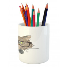 Urban Style Hipster Cat Pencil Pen Holder