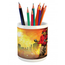 Rap Music City Skyline Pencil Pen Holder