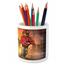 Rap Music City Skyline Pencil Pen Holder