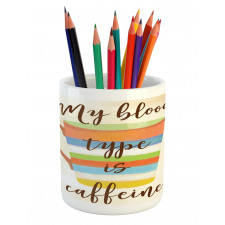 Caffeine Words Retro Mug Pencil Pen Holder