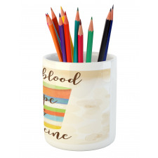 Caffeine Words Retro Mug Pencil Pen Holder