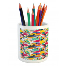 Toucan and Flamingos Pencil Pen Holder