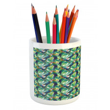 Scarlet Macaw Parrots Pencil Pen Holder