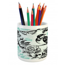 Mockingbird on Rose Tree Pencil Pen Holder