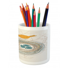 Blue Eggs in Birds Nest Pencil Pen Holder