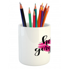 Pink Lipstick Pencil Pen Holder