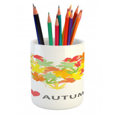 Maple Leaves with Heart Pencil Pen Holder