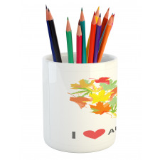 Maple Leaves with Heart Pencil Pen Holder