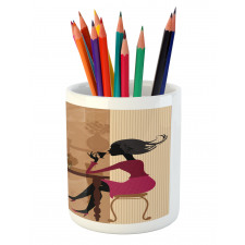 Women Chatting Pencil Pen Holder