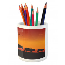 Silhouette Farm Cow Herd Pencil Pen Holder