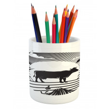 Rural Landscape Field Pencil Pen Holder