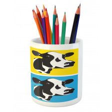 Pop Art Cow Heads Image Pencil Pen Holder