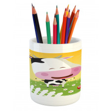 Happy Cartoon Cow Ranch Pencil Pen Holder