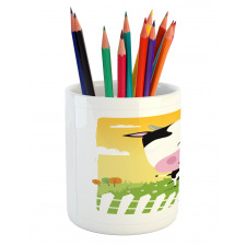 Happy Cartoon Cow Ranch Pencil Pen Holder