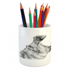 Yawning Hippo Sketch Pencil Pen Holder