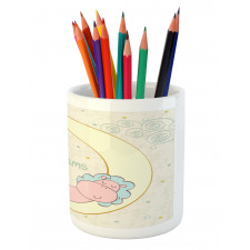 Cartoon Hippo Sleeping Pencil Pen Holder